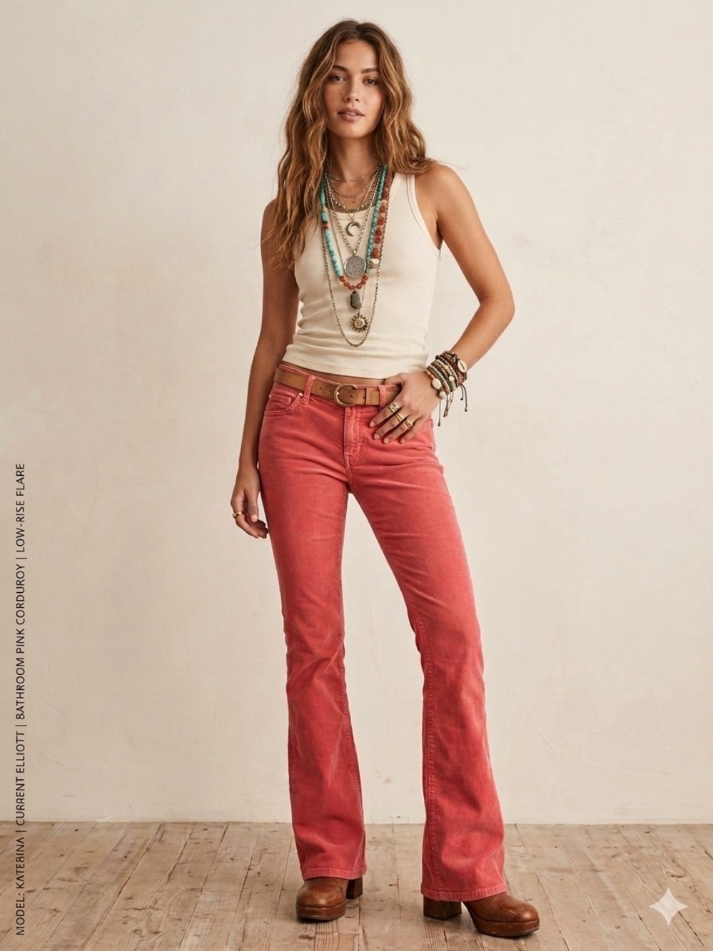 Current/Elliott Coral Pink Corduroy Pants